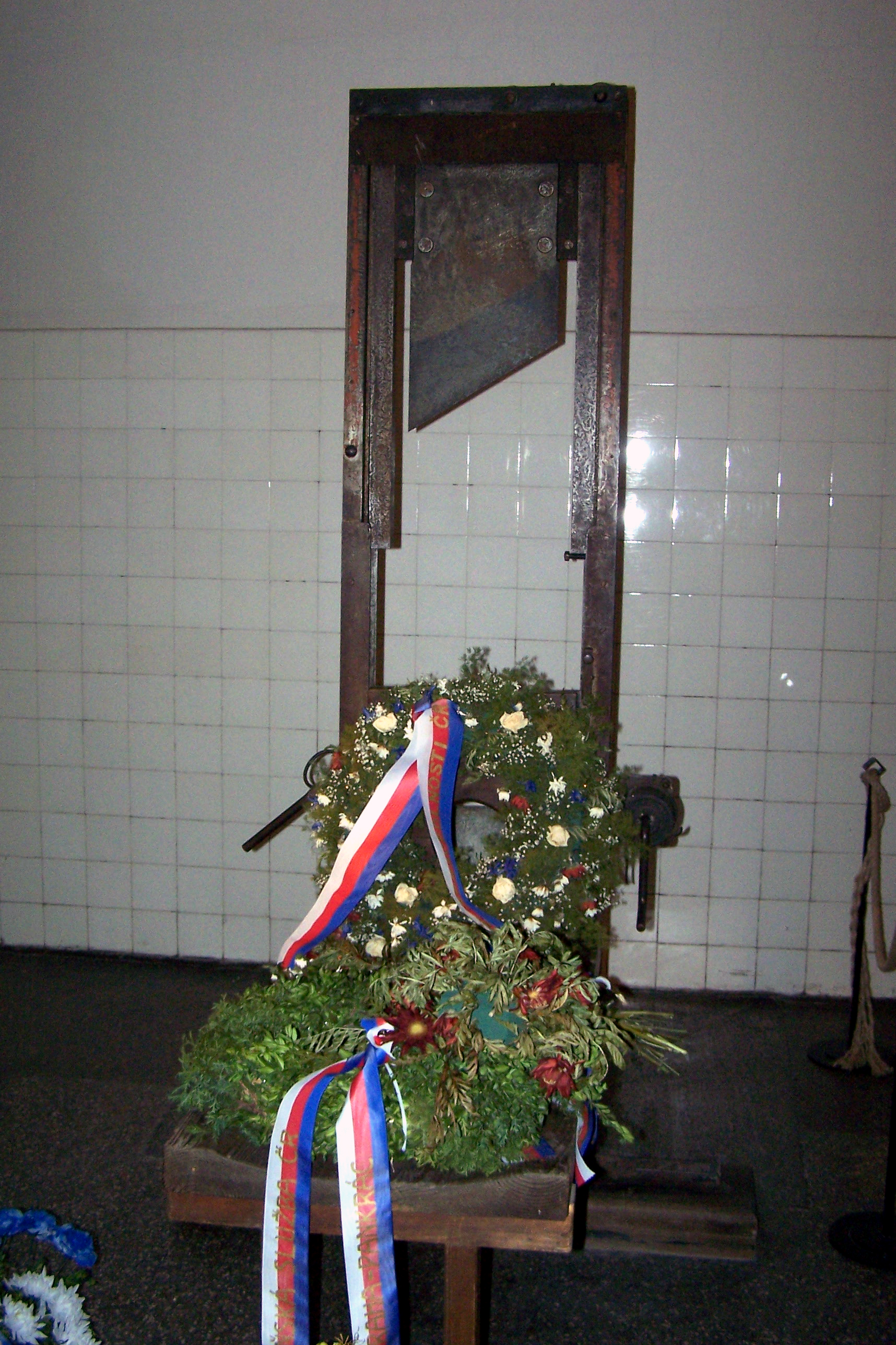 Guillotine in the so-called "axe room" of the memorial